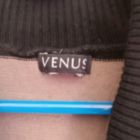 Retro Venus Sweater Dress Size L Stripes Black Blue Tan Striped Long Sleeve - Picture 6 of 9